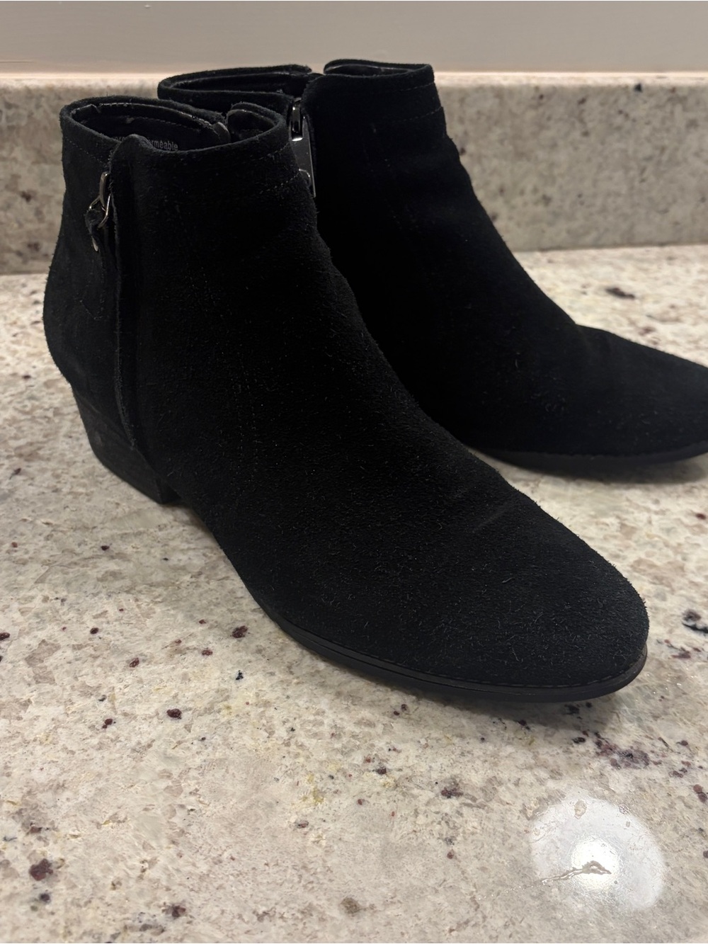 Blondo Black Suede Ankle Booties with Side Zip Detail